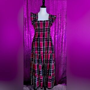Hillhouse Nap Dress Tartan Print Smocked Dress, Size KL